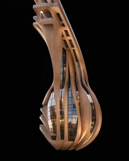 Edificio de concreto, ventanales de vidrio, estilo Zaha Hadid, calidad ultra, hiperdetallado, 8k, 3D