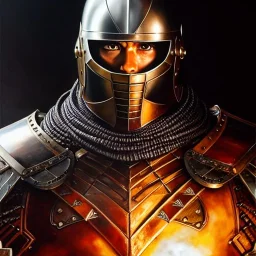 portrait 'Guts-Berserk',ancient metal armor and helmet ,painting by gaston bussiere, greg rutkowski, yoji shinkawa, yoshitaka amano, tsutomu nihei, donato giancola, tim hildebrandt, oil on canvas, cinematic composition, extreme detail,fit full head inside picture,16k