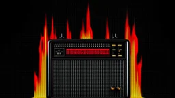 4K. REALISTIC FULL DETAILS. LOGO EMISSION RADIO HARDROCK TEMINATOR FIRESTARTER