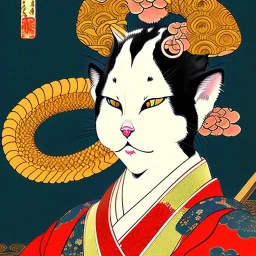 Ukiyo-e Style ,cute cat