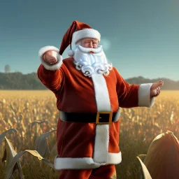 franz frazetta styl,santa claus in the middle of the corn field