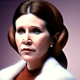 actress carrie fisher with symmetrical short hair, fur coat, 17th century, insanely detailed, 16k resolution, perfect eyes, round pupil, cinematic smooth, intricate detail, painted Renaissance style