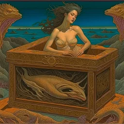 Pandora's Box horrors escaping, by Michael Hutter, by john Stephens, Greek Mythos, smooth dreamscape, beautiful but sinister, sharp colors.