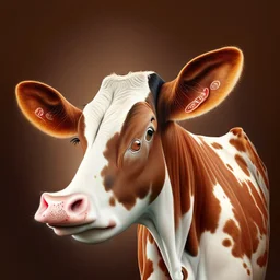 Cow with rat ears and tail caricature art