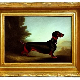 dachshund in a landscape by goya on christmas