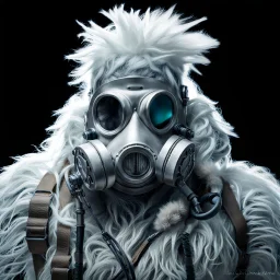 Yeti in an elastomeric respirator, Kananaskis Country, Sci Fi, post-apocolapse