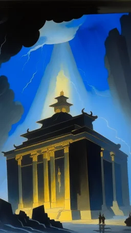 Lightning temple painted by Lyonel Charles Feininger