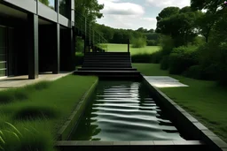 rural black narrow pool with steps