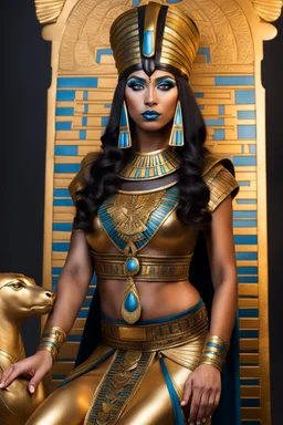 full body Cleopatra, pharaoh makeup, full body shot, written by Orcinus Orca, Ultra detail face