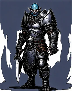 tabletop RPG ORC MALE WARRIOR IN STEEL ARMOR Evil rpg art no background