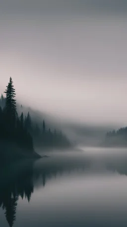 Twilight movie aesthetic, Washington state foggy mountains and big lake