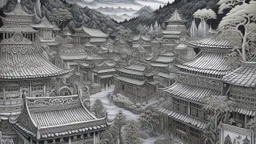 A silver colored vampiric village designed in Mehndi design painted by Hashimoto Gaho