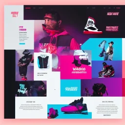 Homepage for a Streetwear Brand, UI, UX, Neon Red and Purple, Futuristic, Simplistic