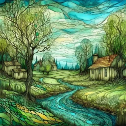 The place where the Dream and its followers live. Watercolor, fine drawing, beautiful van gogh landskape, pixel graphics, lots of details, pastel aqua colors, delicate sensuality, realistic, high quality, work of art, hyperdetalization, professional, filigree, hazy haze, hyperrealism, professional, transparent, delicate pastel tones, back lighting, contrast, fantastic, nature+space, Milky Way, fabulous, unreal, translucent, glowing