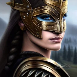 ultra detailed fullbody Portrait in oil on canvas of a beautiful Warrioress with Skyrim mask and armor,extremely detailed digital painting, extremely detailed face,crystal clear Big eyes, mystical colors ,perfectly centered image, perfect composition,rim light, beautiful lighting, 8k, stunning scene,extremely sharp detail, finely tuned detail, ultra high definition raytracing, in the style of robert e howard and pablo oliveira and Ken Kelley and Ohrai Noriyoshi and Simon Bisley