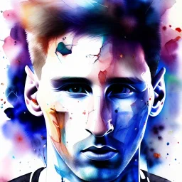 Messi face,watercolor illustration by <agnes cecile>,