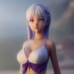 emilia from re zero, beach