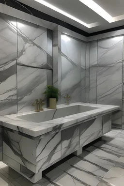 Salle de savonnage marbre turc blanc et gris