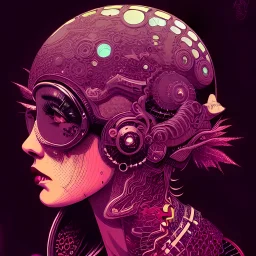 beautiful punk girl, hyper detailed, hyperdetailed, intricately detailed, illustration by <kilian eng>, purple tones, darkred tones,