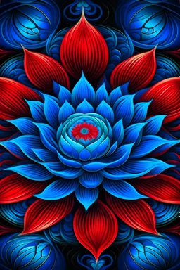 Psychedelic Art pf a Blue Lotus with a Red Eye