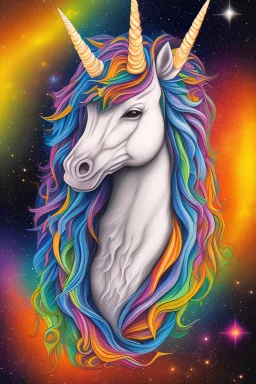 a sticker of a unicorn's head with stars in the background, a tattoo by Lisa Frank, shutterstock contest winner, magical realism, irridescent, furaffinity, majestic