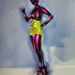 Full body portrait, painting, medium shot lady Cybercore