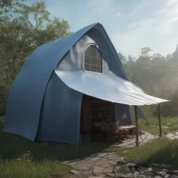 Blueprint, petite cabane de fourmi fait de feuille courbée, matariaux naturel, 8k, 3D,hdr,cinema 4D, très détaillée,réaliste