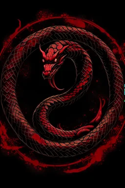 ouroboros made of red ink