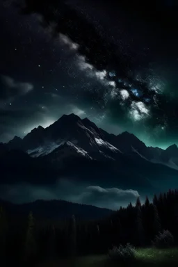 a beautiful dark sky and mountain picture