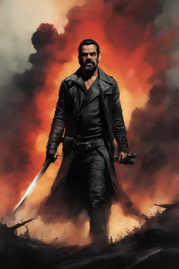 Movie Poster - Jeffrey Dean Morgan as "Negan" - The Walking Dead - in the art style of Frank Frazetta