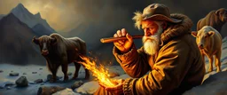 master oil painting by Rembrandt, klondyke gold digger