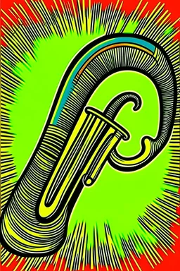 Vintage pop art style of a shofar, rams horn