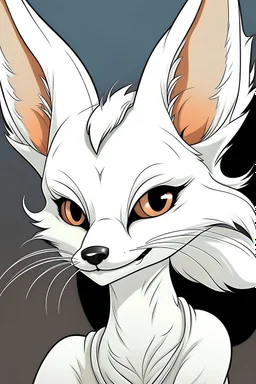 A glamorous feminine white fox with big ears in the style of Maus comic book