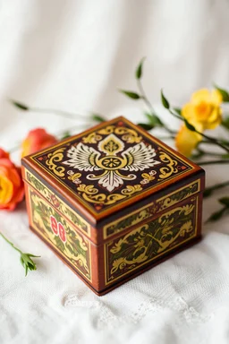 "Ukrainian ornament on a box."