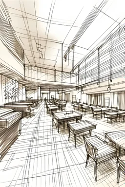 Sketch rendering of a modern music cafe