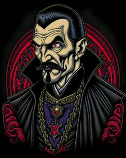 Dracula tattoo design, traditional tattoo style, t-shirt design, fantasy art, digital painting, clean dark background, 8K