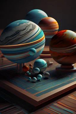 a 3D picture between objects of the planets