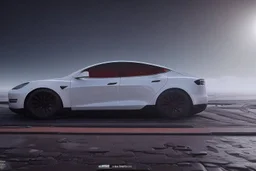 A Tesla 'Model S' is parked, in the 'Cloud City' of Bespin. CINEMATIC. WIDE ANGLE LENS. PHOTO REAL.