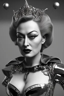 Joan Crawford as evil queen in black leather, busty, cleavage, dominatrix, curvy, angry, stern look. unreal 5, octane render, cinema4d, dynamic lighting, dramatic lighting, 4k, redshift render, highly detailed, hyper realistic,anthropomorphic