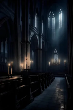 Amidst the flickering candlelight in a desolate cathedral, a sense of ominous foreboding permeates the air.