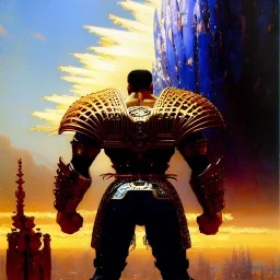 portrait of 'Toki-Fist of the North Star',ancient metal armor , painting by gaston bussiere, greg rutkowski, yoji shinkawa, yoshitaka amano, tsutomu nihei, donato giancola, tim hildebrandt, oil on canvas, cinematic composition, extreme detail,fit full head inside picture,16k