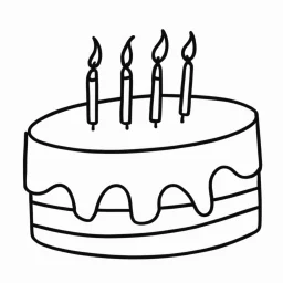 birthday cake, line drawing