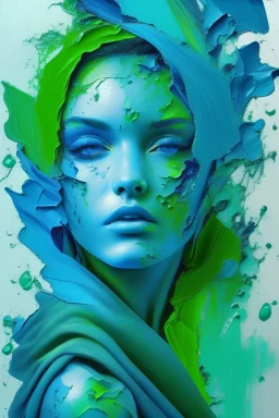 Generate an oil paint in blue and green