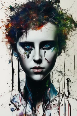 Danish singer MØ face, Abstract portrait by Yoji Shinkawa,