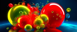 a high definition IMAGE detailing DEAD BUBBLES, PRIMARY COLORS, VIVID, VRAY