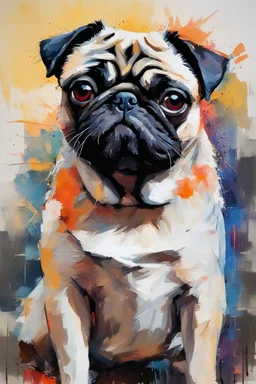 Portrait of a pug in style of Chris Forsey