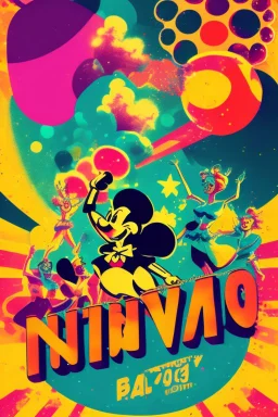 nostalgic Blast from the Past rave party poster cheerfull disney abstract