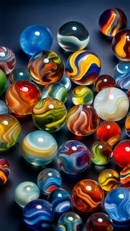 many stunning glass marbles, colorful, extremely detailed, realistic shapes, colorul, 90s nostalgia, stunning, shiny, ultra detailed, dark background, perfect photo