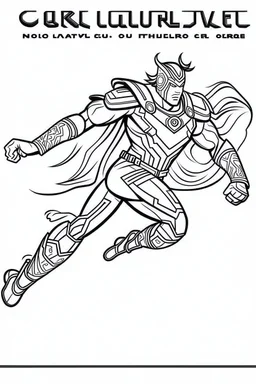 outline art for real Avengers thor running Coloring page, Japanese manga style, cartoon style, cute face, white background sketch style, full body is a must, only use an outline, clean line art, no shadow, bold outline