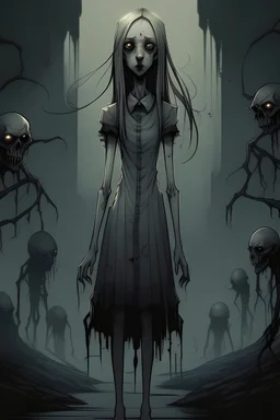 strane tall lady, horror, little nightmare videogames style